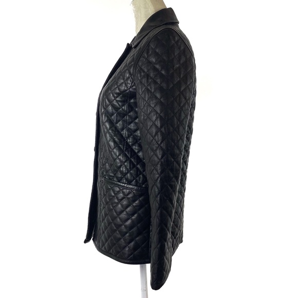 Kenneth Cole Reaction Genuine Quilted Black Leather Jacket Size Small - Picture 4 of 16